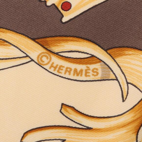 HERMES Cream Silk Scarf - Picture 2 of 4